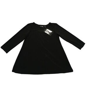 Attitudes by Renee Women's Yummy Jersey‎ Long Sleeve Black Top Size S